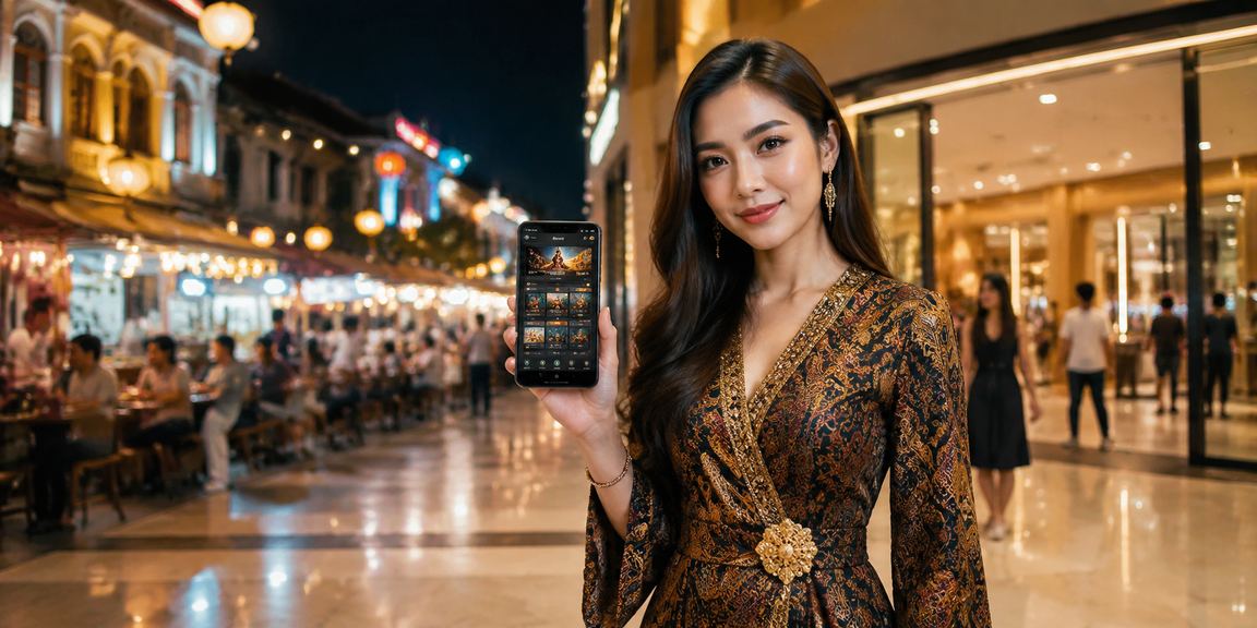 Pengguna Ipoh menggunakan aplikasi taruhan sukan dengan pakaian batik tradisional